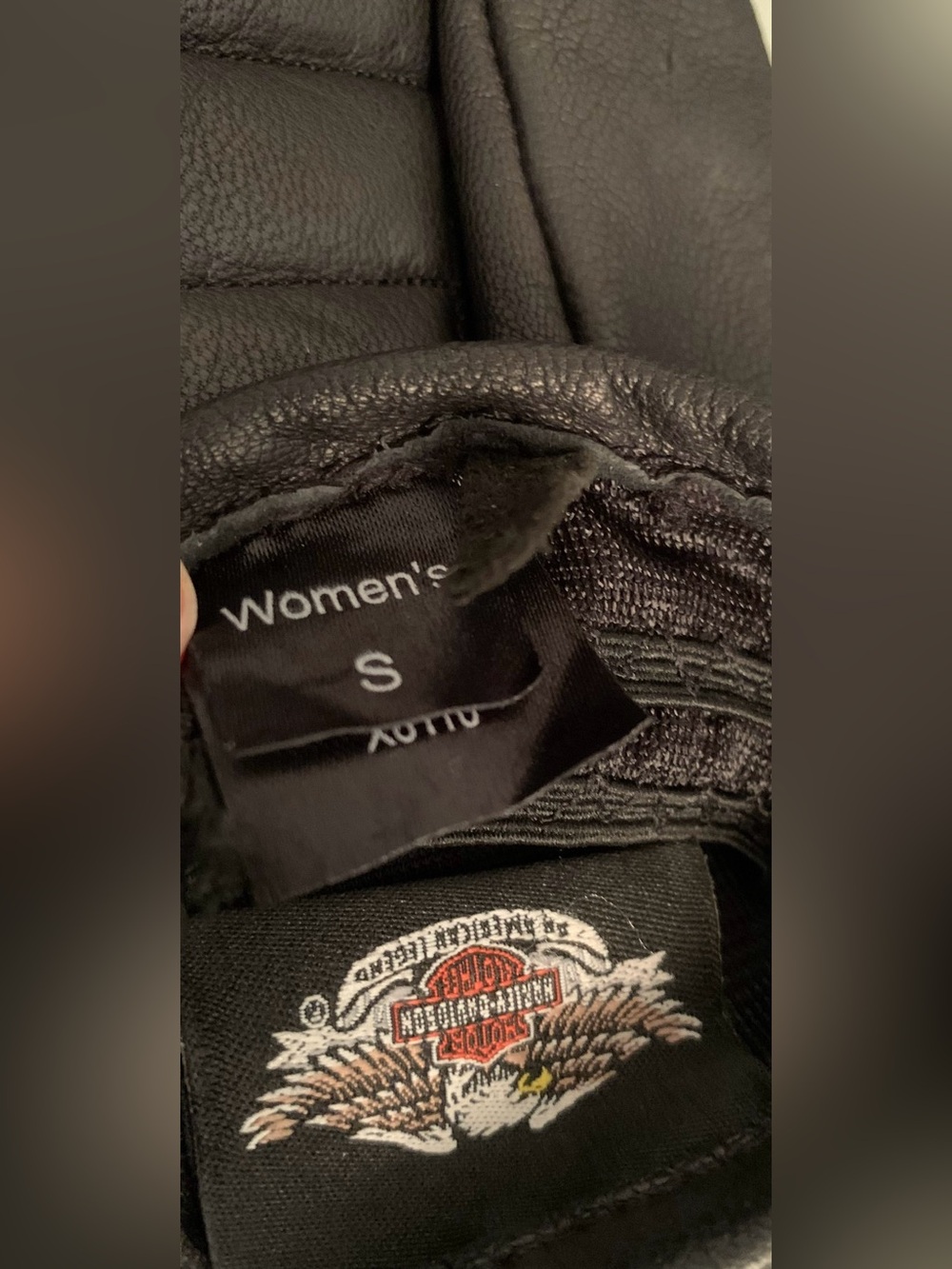 Harley-Davidson Black Leather Gloves with Orange Logo Accents - Picture 3 of 7